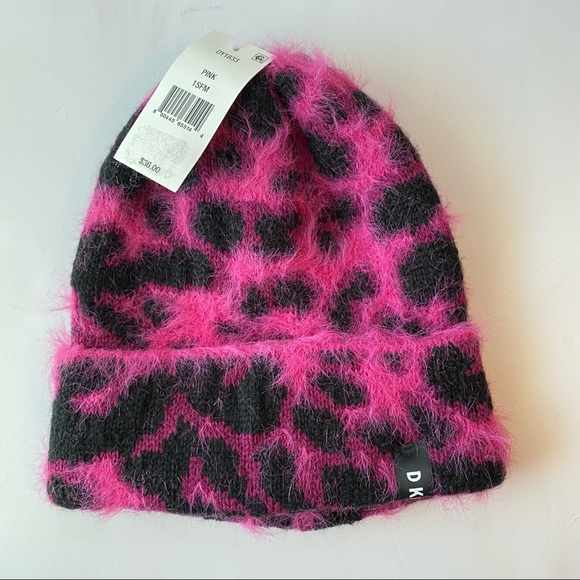 Women’s Fuzzy Animal Print Beanie Leopard Print - Picture 3 of 5